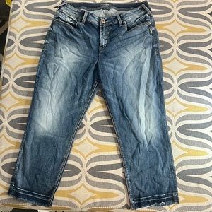 Silver jeans wide leg crop stretch denim dark blue wash Avery style